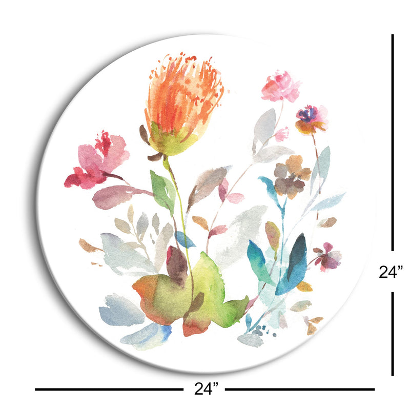 Circle Full of Flowers I | 24x24 Circle | Glass Plaque