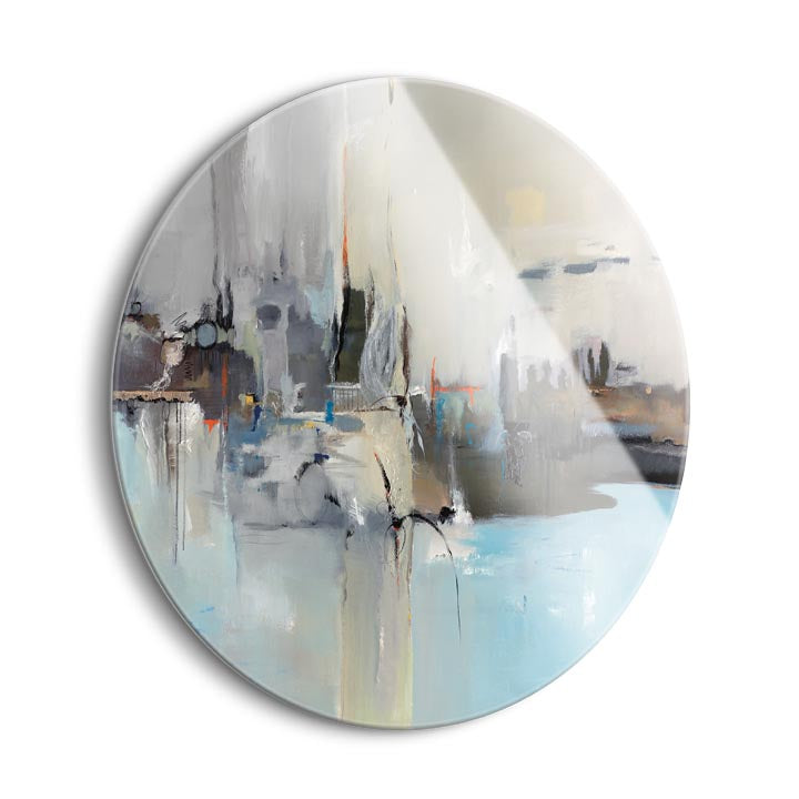 Mystic Harbour  | 24x24 Circle | Glass Plaque
