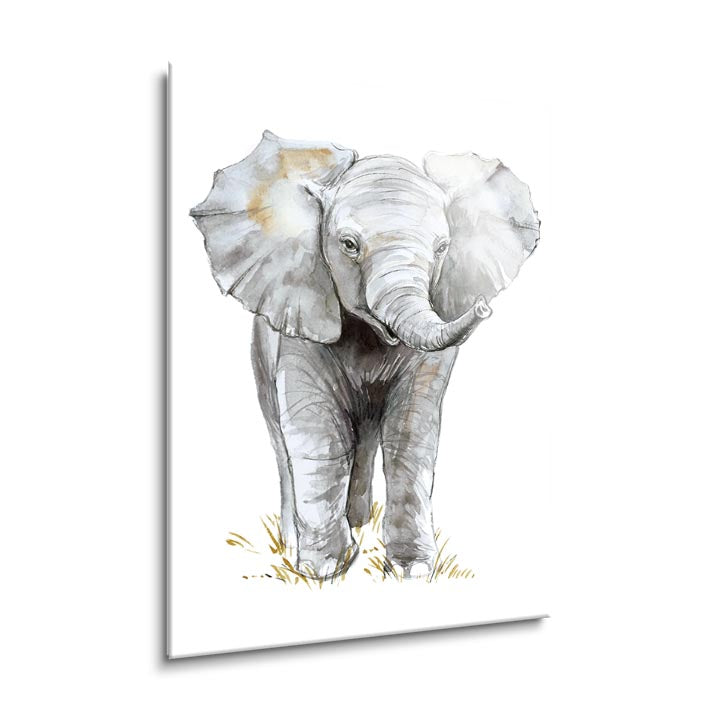 Baby Elephant  | 24x36 | Glass Plaque