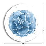 Midnight Succulent I  | 24x24 Circle | Glass Plaque