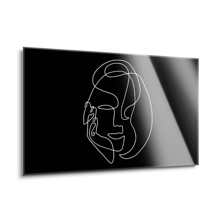 Simple Face Line Drawing 2  | 24x36 | Glass Plaque