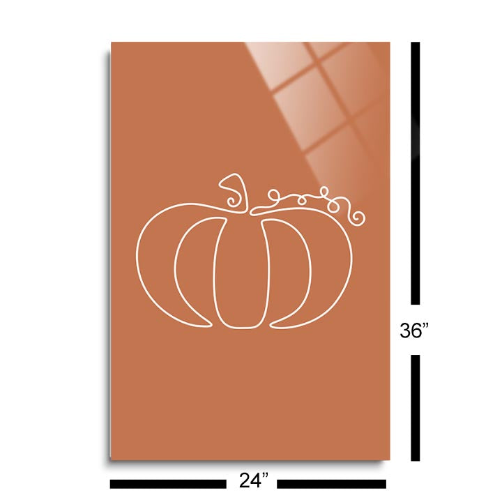 Fall Single Line Pumpkin 2  | 24x36 | Glass Plaque