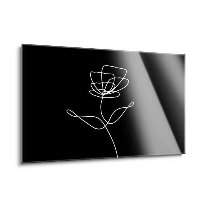 Simple Flower Line Drawing  | 24x36 | Glass Plaque