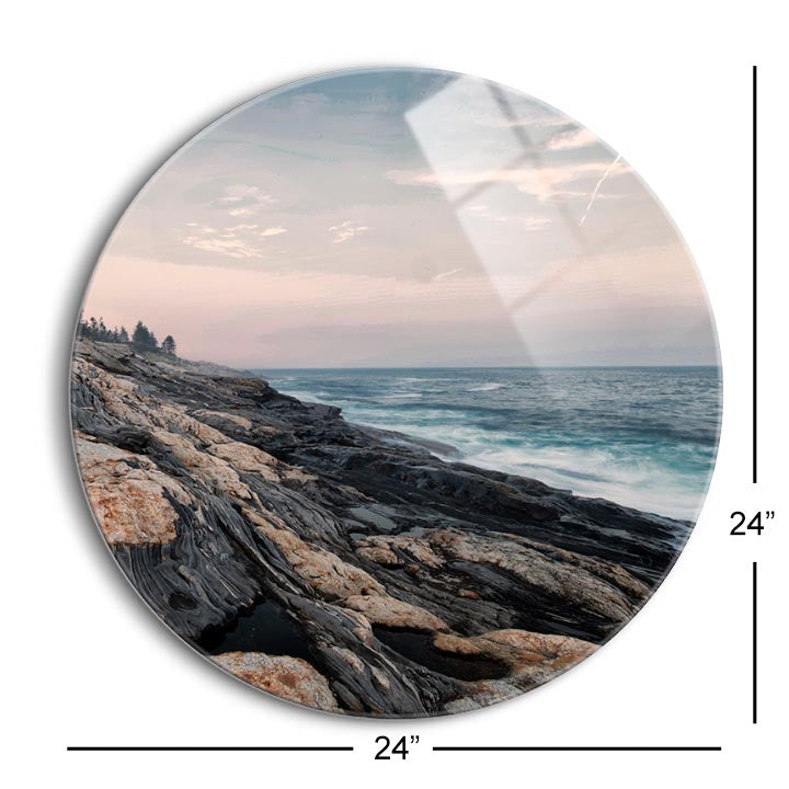 Pemiquid Panorama  | 24x24 Circle | Glass Plaque