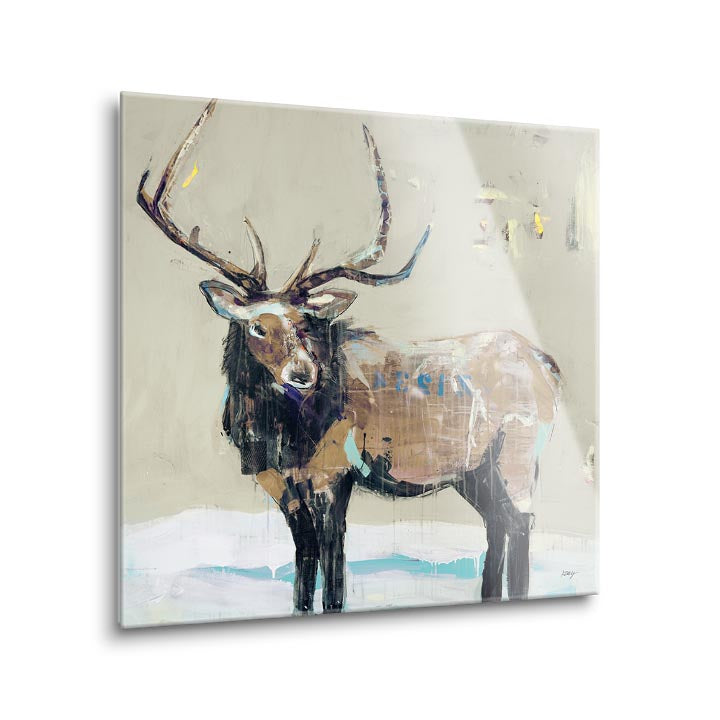 Winter Elk Neutral  | 12x12 | Glass Plaque