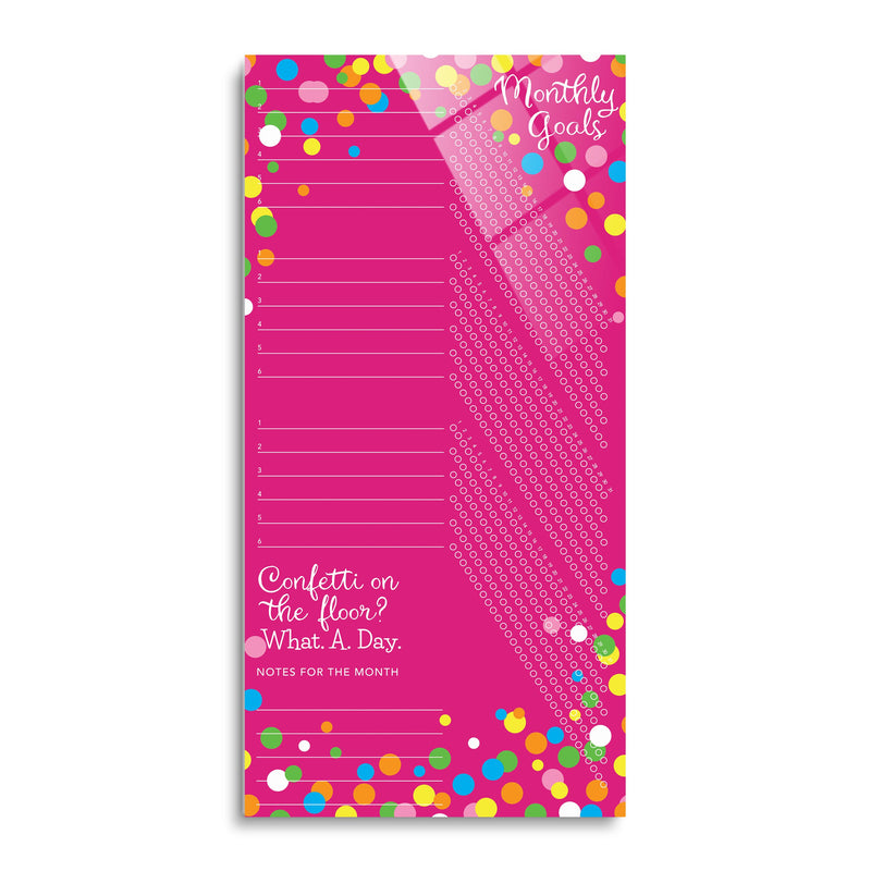 Habit Tracker | Pink Confetti | 18x36 | Glass Plaque