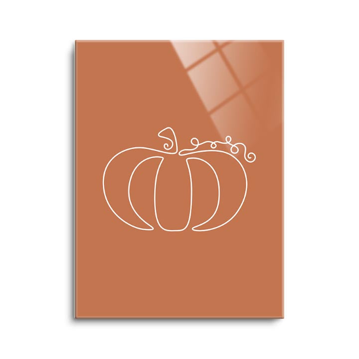 Fall Single Line Pumpkin 2  | 12x16 | Glass Plaque