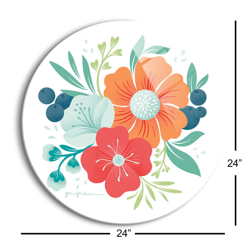 Market Flowers I | 24x24 Circle | Glass Plaque