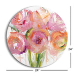 Pink Peonies  | 24x24 Circle | Glass Plaque