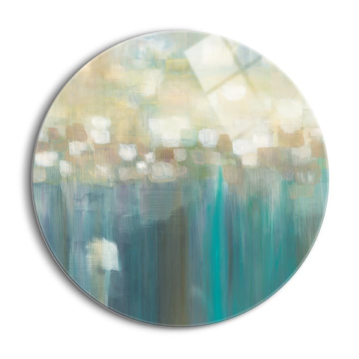 Aqua Light  | 24x24 Circle | Glass Plaque