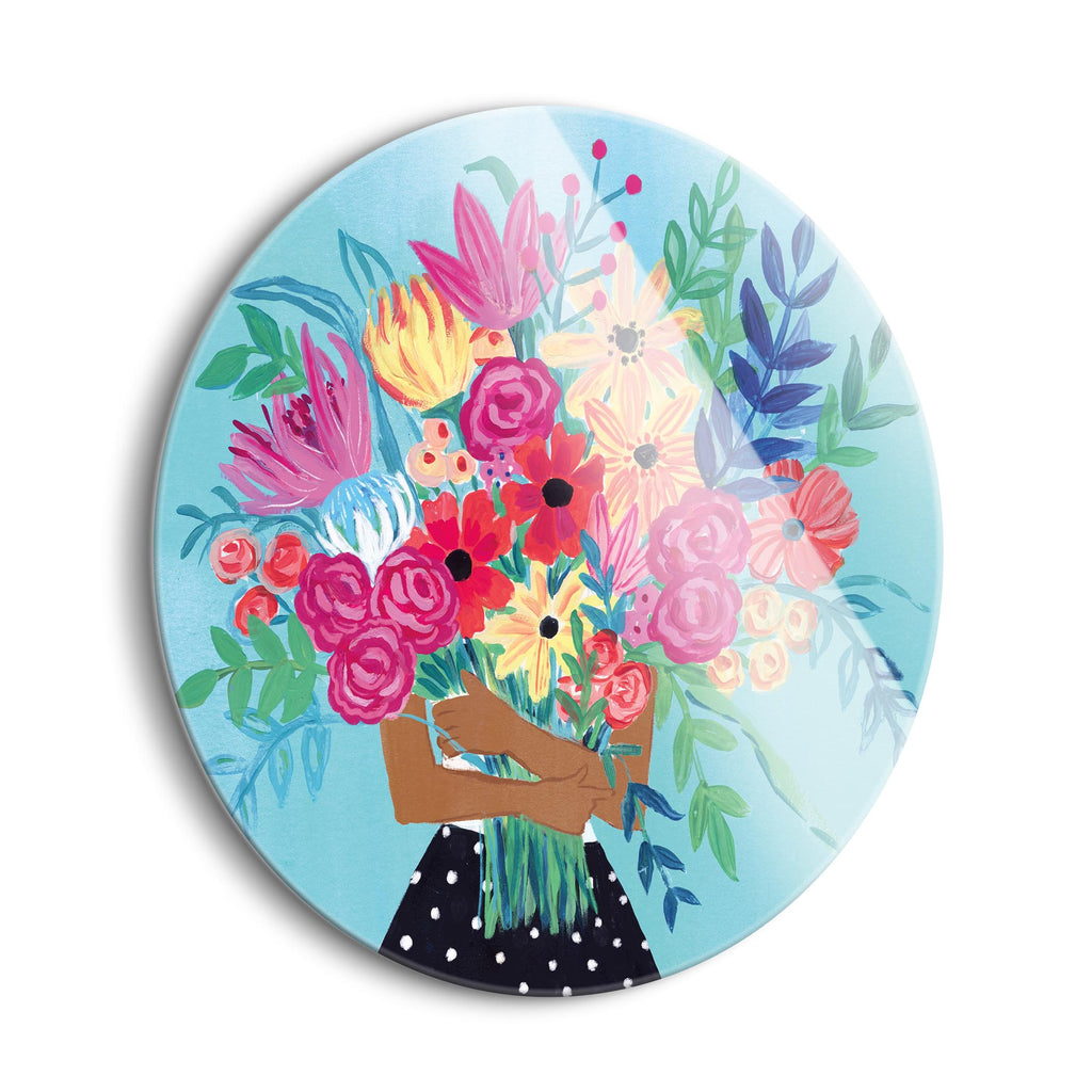 A Bunch of Flowers IV | 24x24 Circle | Glass Plaque