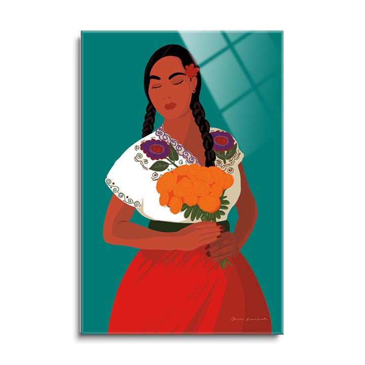 Mexican Woman II  | 24x36 | Glass Plaque