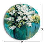 White Lilac Waltz  | 24x24 Circle | Glass Plaque