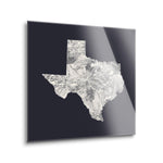 Modern Minimalist Texas Metal State Shape | 12x12 | Glass Plaque