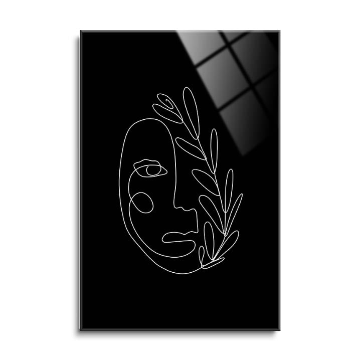 Simple Face Line Drawing 1  | 24x36 | Glass Plaque