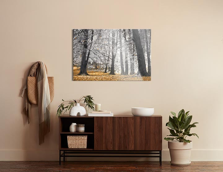 Autumn Tress and Leaves  | 24x36 | Glass Plaque
