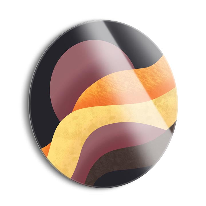 Moon Wave Purple & Orange  | 24x24 Circle | Glass Plaque