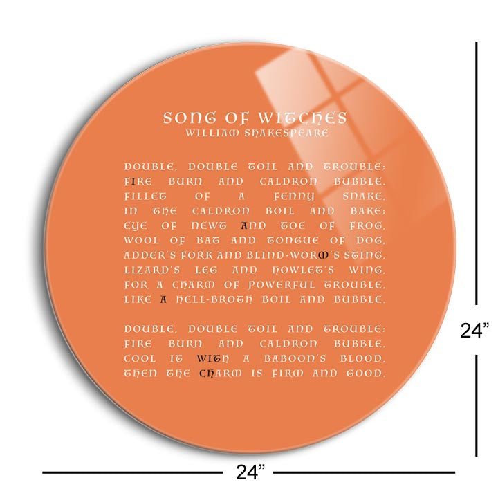 Orange Song of Witches  | 24x24 Circle | Glass Plaque