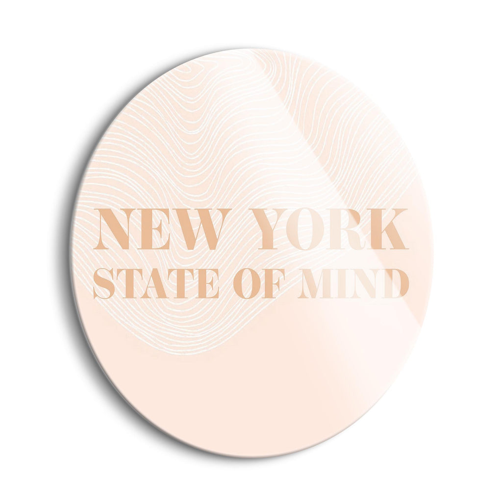 Modern Minimalist New York State of Mind | 24x24 Circle | Glass Plaque