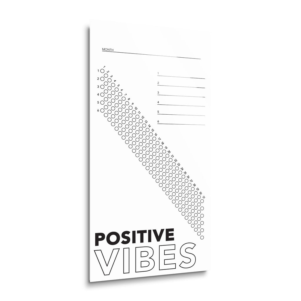 Habit Tracker | Minimalistic Positive Vibes | 12x24 | Glass Plaque