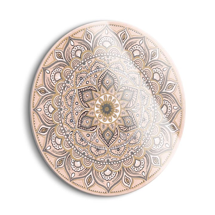 Blush Mandala I  | 24x24 Circle | Glass Plaque