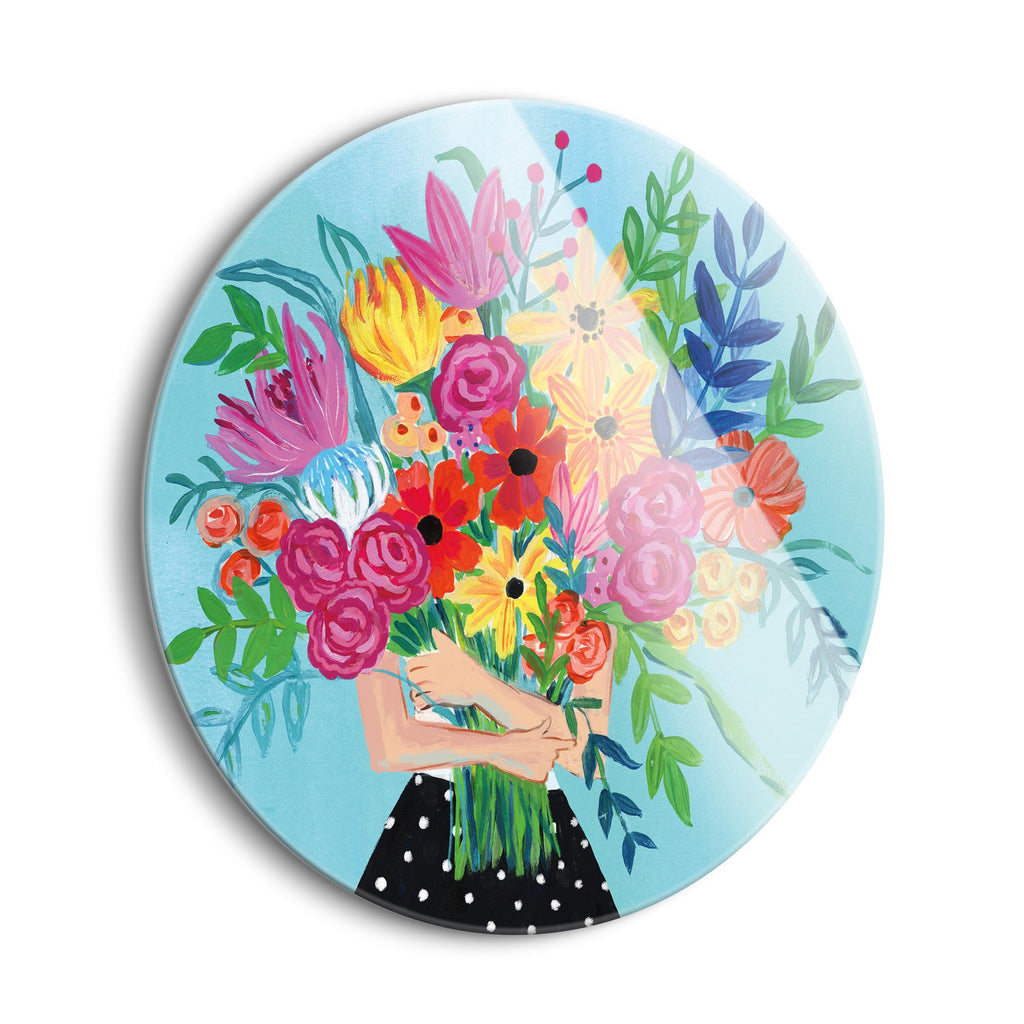 A Bunch of Flowers II | 24x24 Circle | Glass Plaque