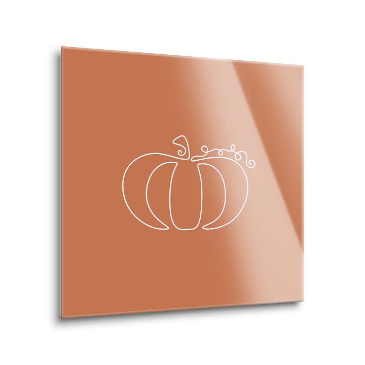Fall Single Line Pumpkin 2  | 12x12 | Glass Plaque