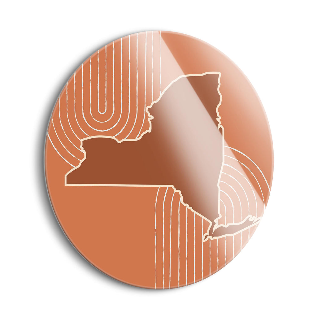 Modern Minimalistic New York Retro Thin Line  | 24x24 Circle | Glass Plaque