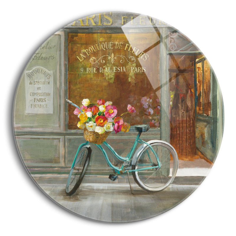 French Flowershop v2 | 24x24 Circle | Glass Plaque