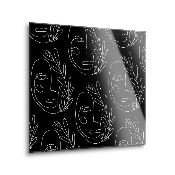 Simple Line Face Pattern  | 12x12 | Glass Plaque
