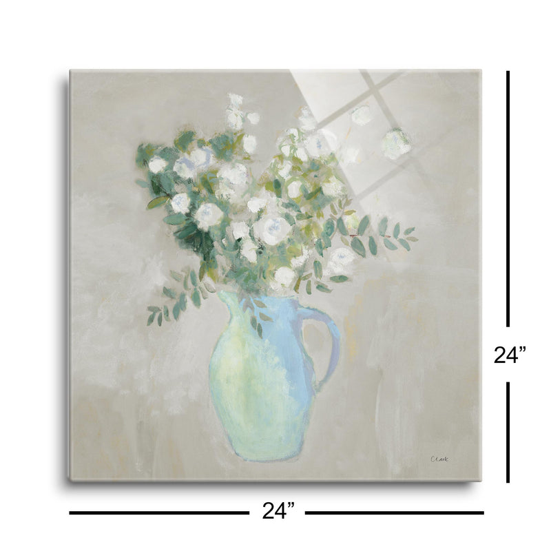 A Pitcher of Garden Flowers Light Sq | 24x24 | Glass Plaque