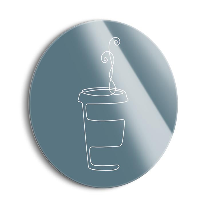 Fall Single Line Coffee 2  | 24x24 Circle | Glass Plaque