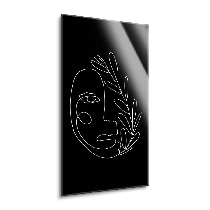 Simple Face Line Drawing 1  | 12x24 | Glass Plaque