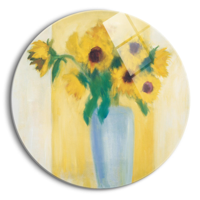 Sunflowers | 24x24 Circle | Glass Plaque