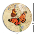 Vintage Orange Butterfly  | 24x24 Circle | Glass Plaque