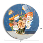 Peach and White Bouquet  | 24x24 Circle | Glass Plaque