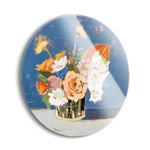 Peach and White Bouquet  | 24x24 Circle | Glass Plaque