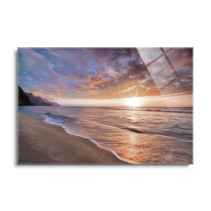 Kee Beach Sunset  | 24x36 | Glass Plaque