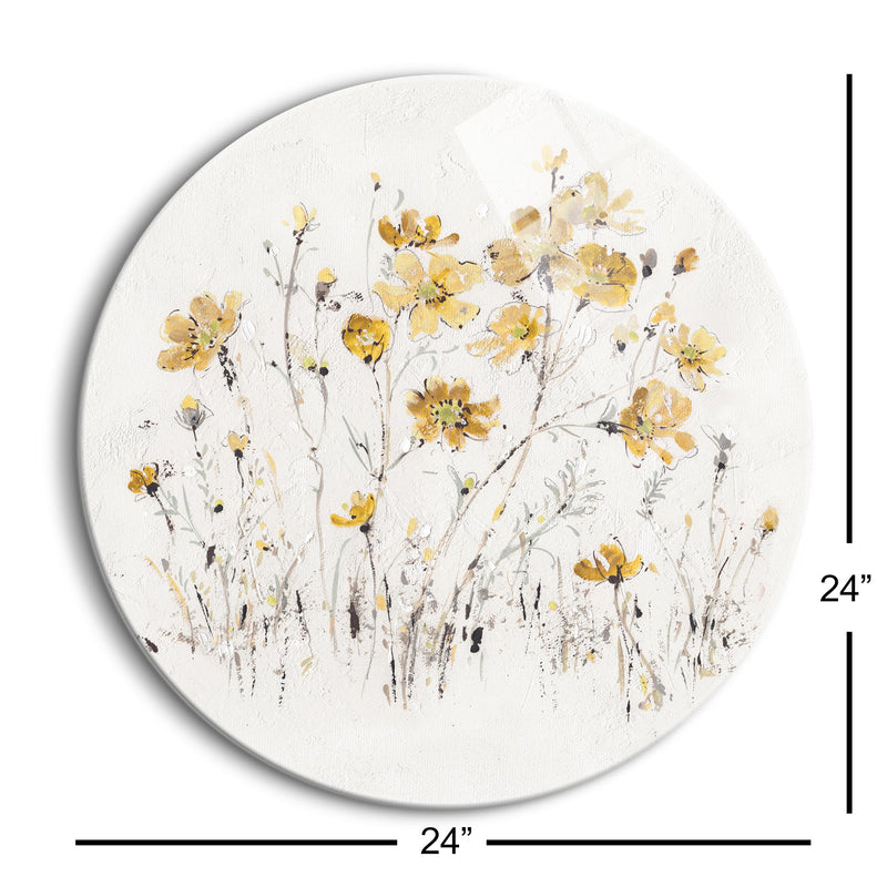 Wildflowers II Yellow | 24x24 Circle | Glass Plaque