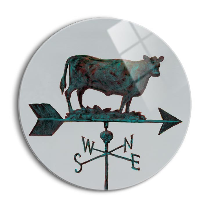 Rural Relic Cow  | 24x24 Circle | Glass Plaque