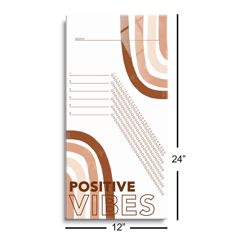 Habit Tracker | Positive Vibes Rainbow | 12x24 | Glass Plaque