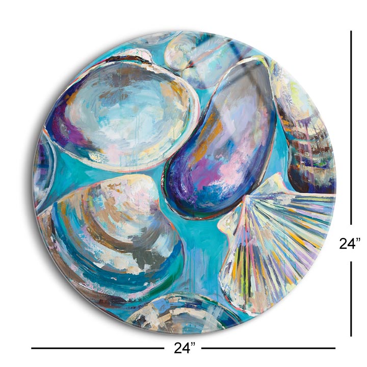 Salt Water Finds  | 24x24 Circle | Glass Plaque