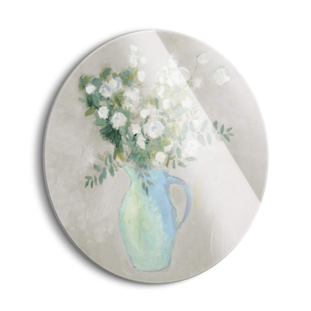 A Pitcher of Garden Flowers Light Sq | 24x24 Circle | Glass Plaque