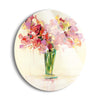 Vase of Red and Pink  | 24x24 Circle | Glass Plaque