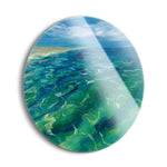 Sunny Sea Reflections  | 24x24 Circle | Glass Plaque