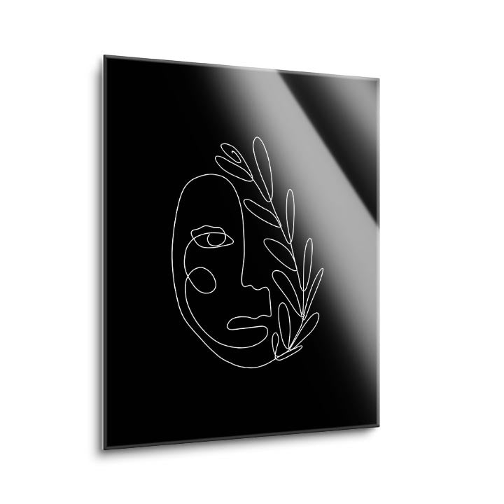 Simple Face Line Drawing 1  | 12x16 | Glass Plaque