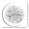 Minimalistic B&W Texas Hurst Circle Map | 24x24 Circle | Glass Plaque