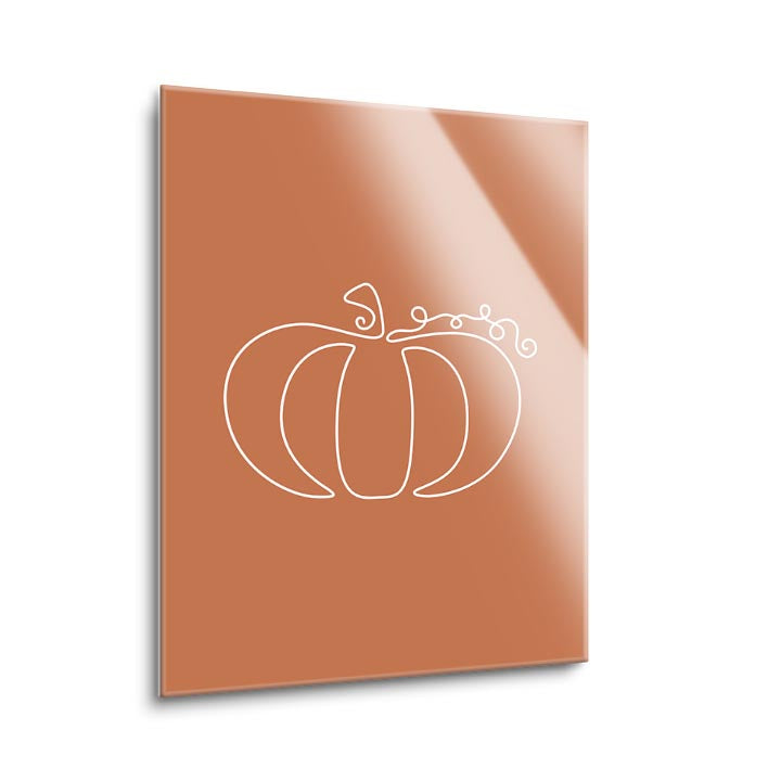 Fall Single Line Pumpkin 2  | 12x16 | Glass Plaque