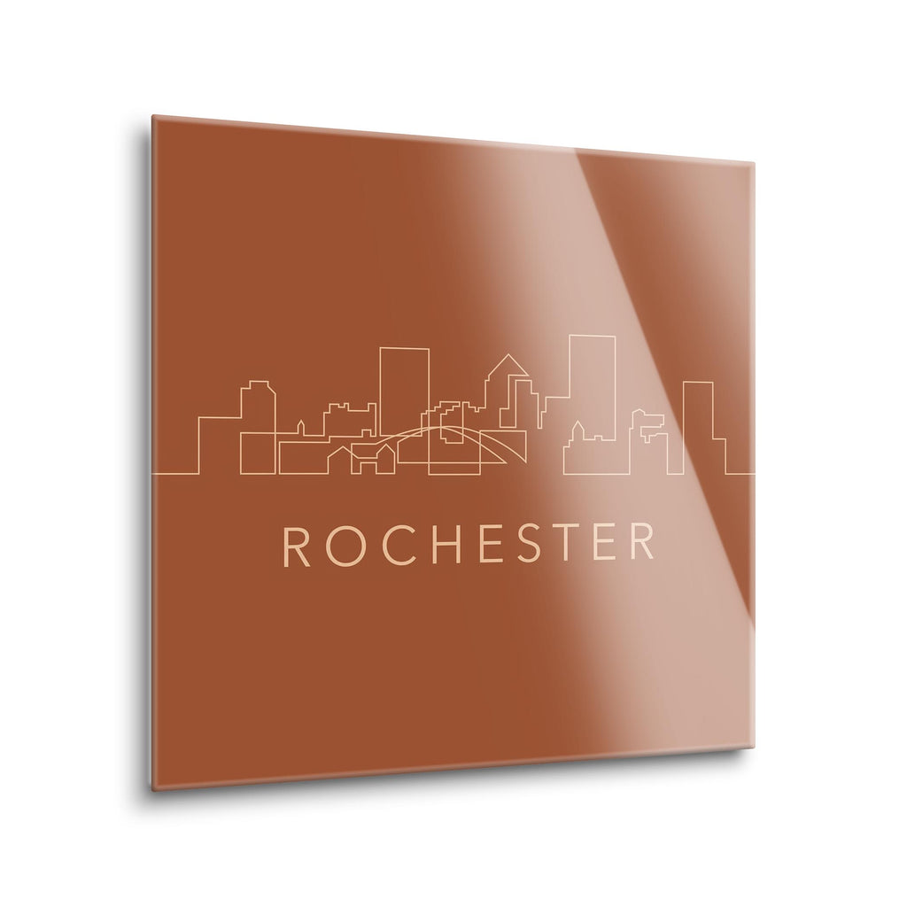 Modern Minimalist New York Rochester Skyline  | 24x24 | Glass Plaque