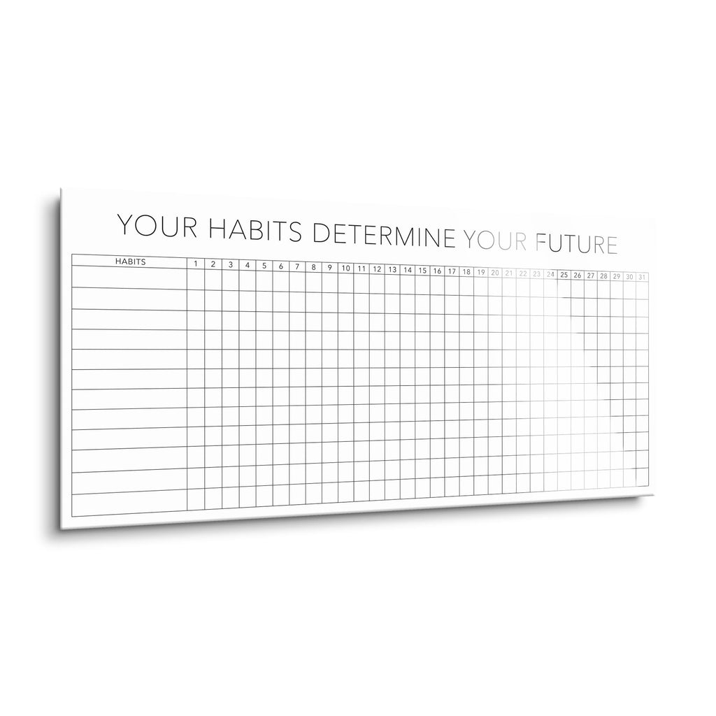 Habit Tracker | Minimalistic Chart | 12x24 | Glass Plaque